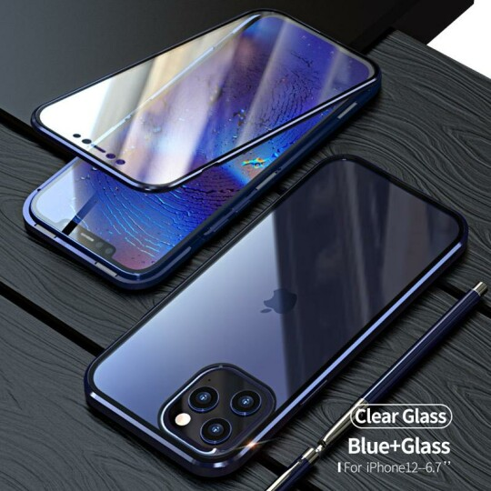 2020 Upgraded Two Side Tempered Glass Magnetic Adsorption Phone Case for iPhone 12