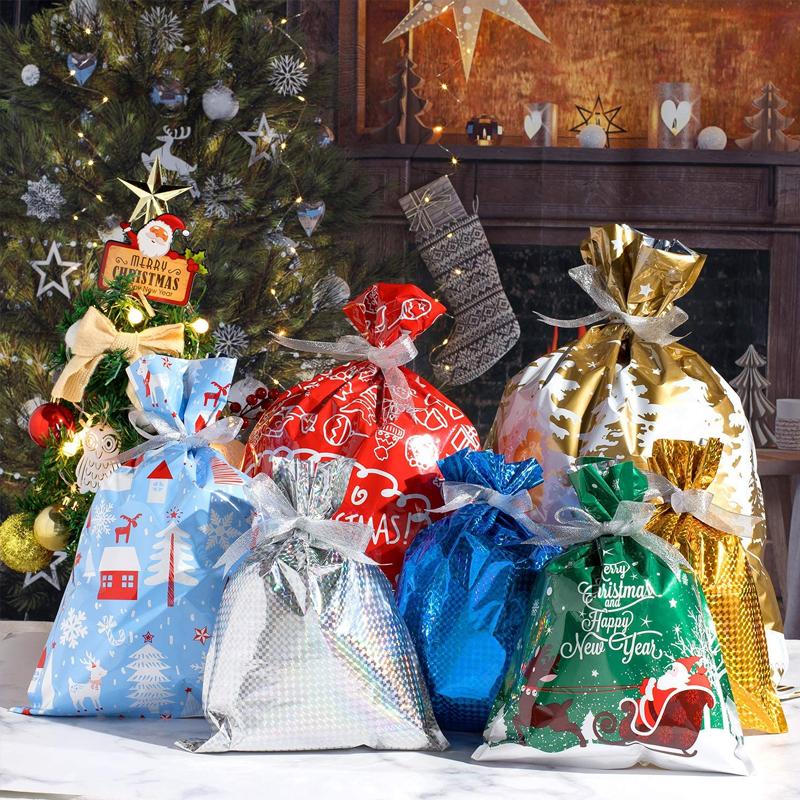 (🌲CHRISTMAS SALE NOW-50% OFF)Drawstring Christmas Gift Bags